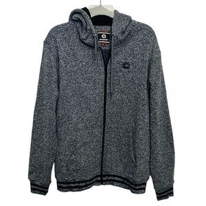 Akademiks Hoodie Gray Drawstring Full Front Zip Fleece Sweatshirt Jacket M NWOT